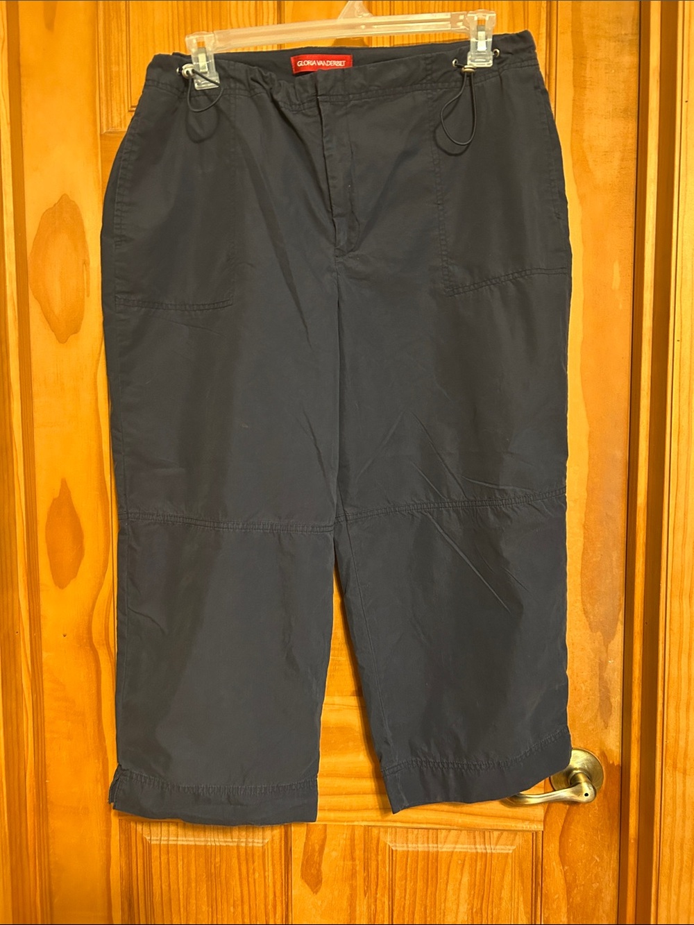 Gloria Vanderbilt Dark Navy Capris Elastic Drawstring Waist  Size 18 Like New